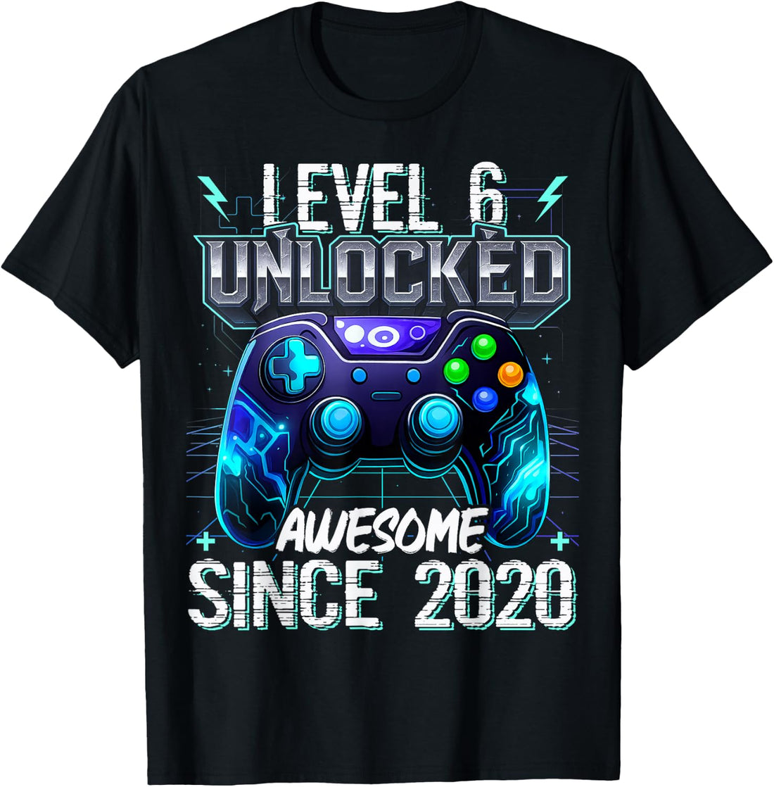 6th Birthday Boy Level 6 Gamer 6 Year Video Game Party T-Shirt