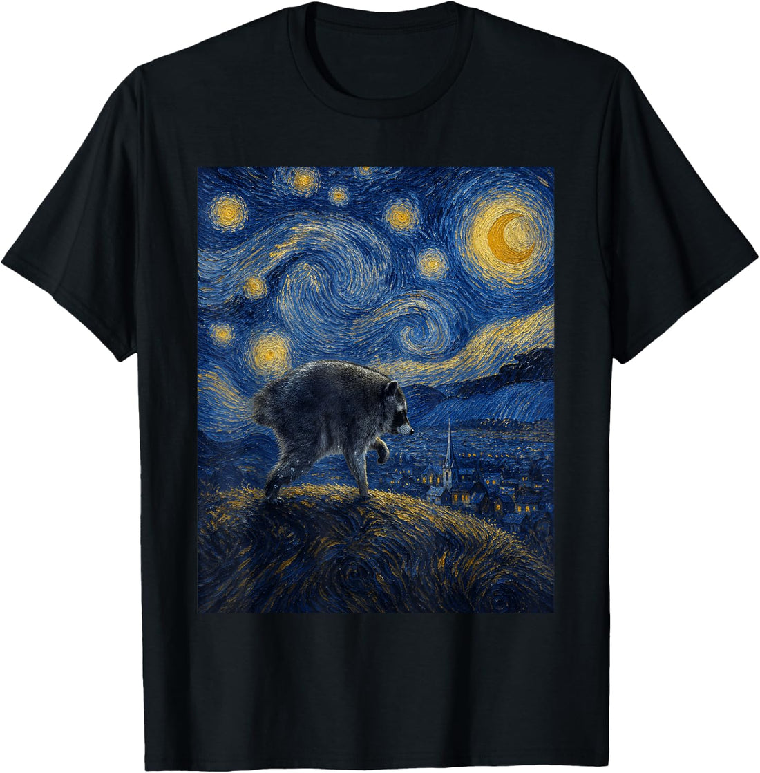 Jimothy Raccoon Starry Night Van Gogh Art Seattle Meme T-Shirt