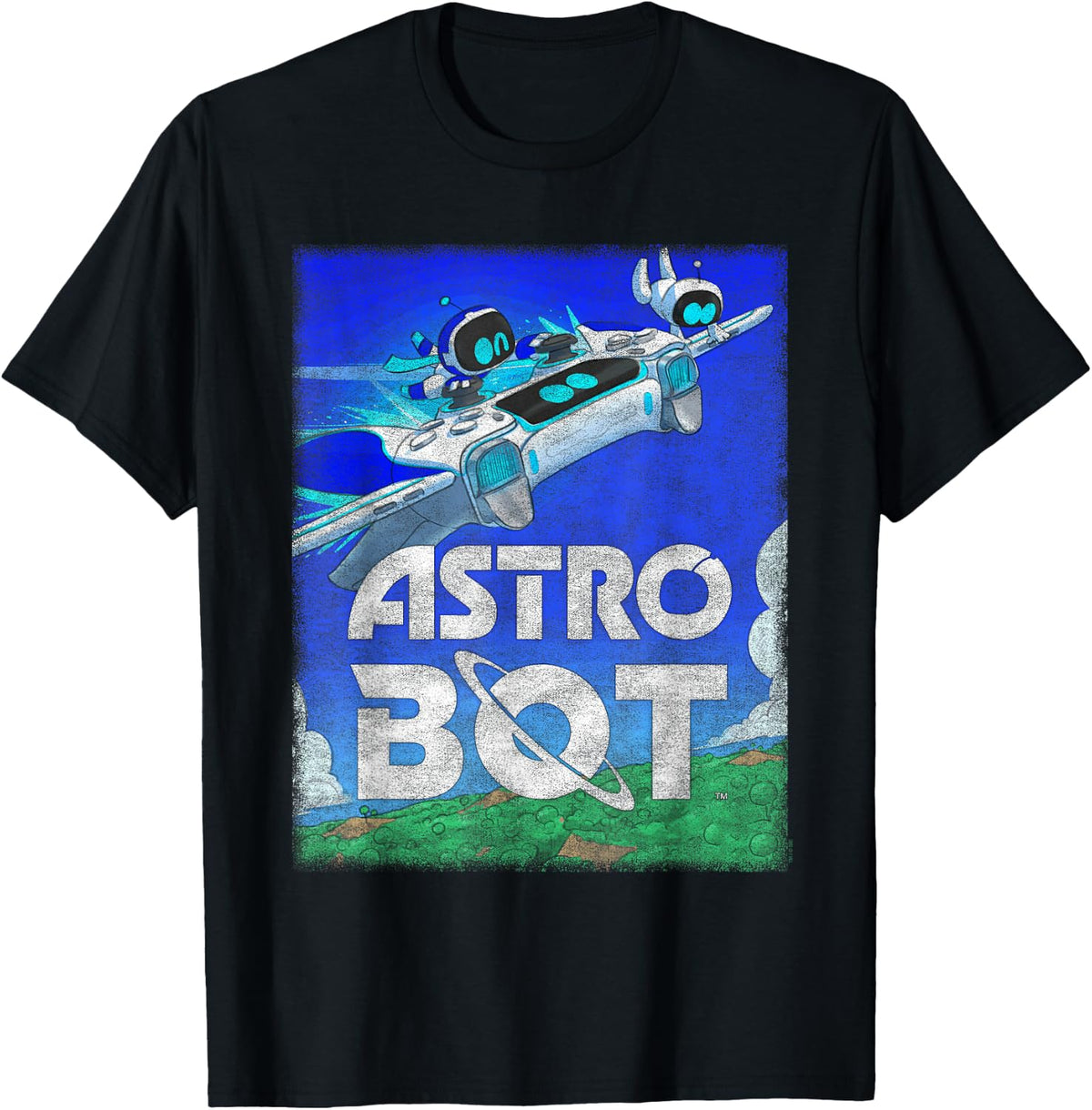 Astro Bot Flying Colorful Landscape Video Game T-Shirt