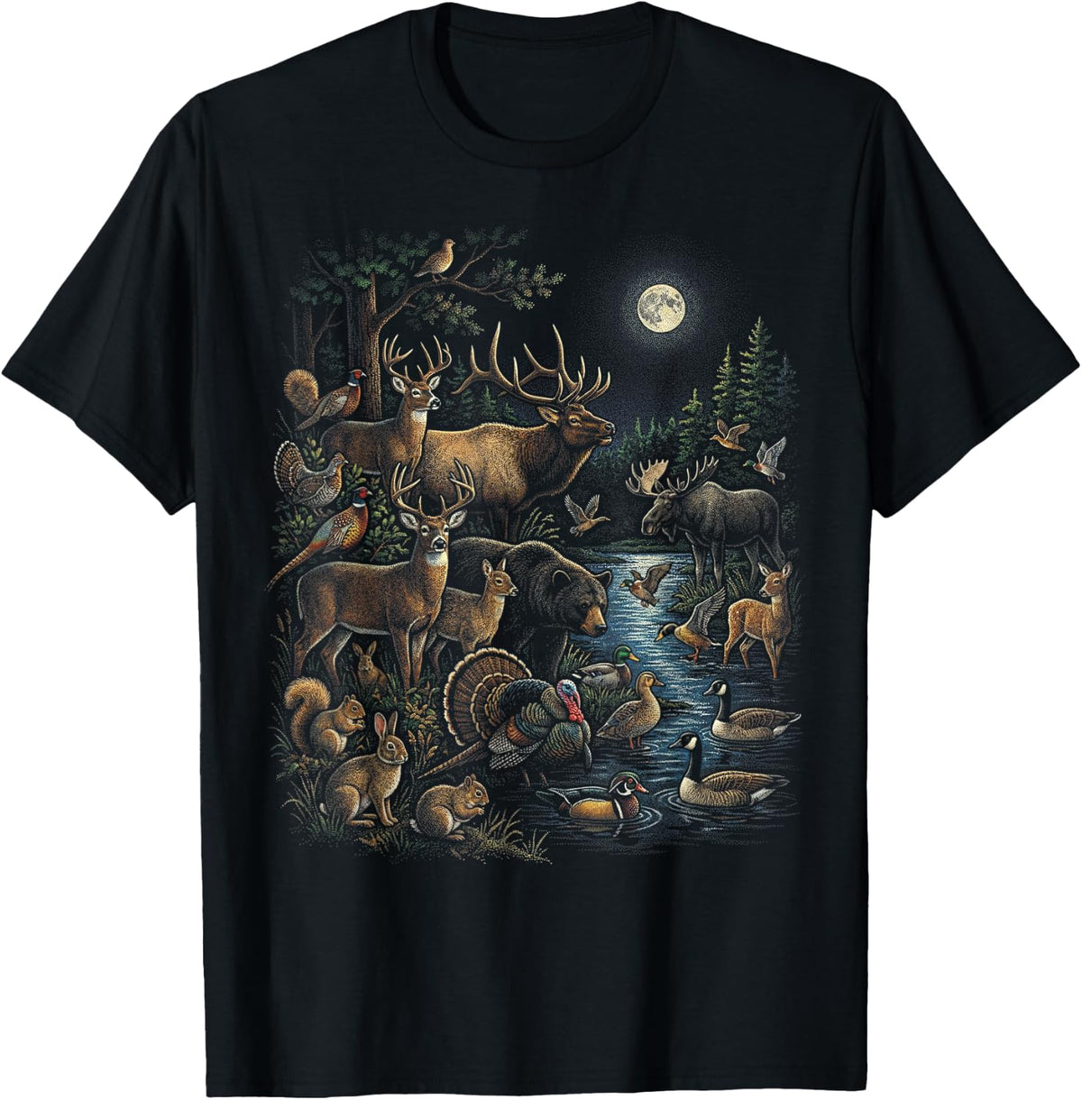Vintage Hunting Wildlife Forest Animal Art Retro 90s Graphic T-Shirt