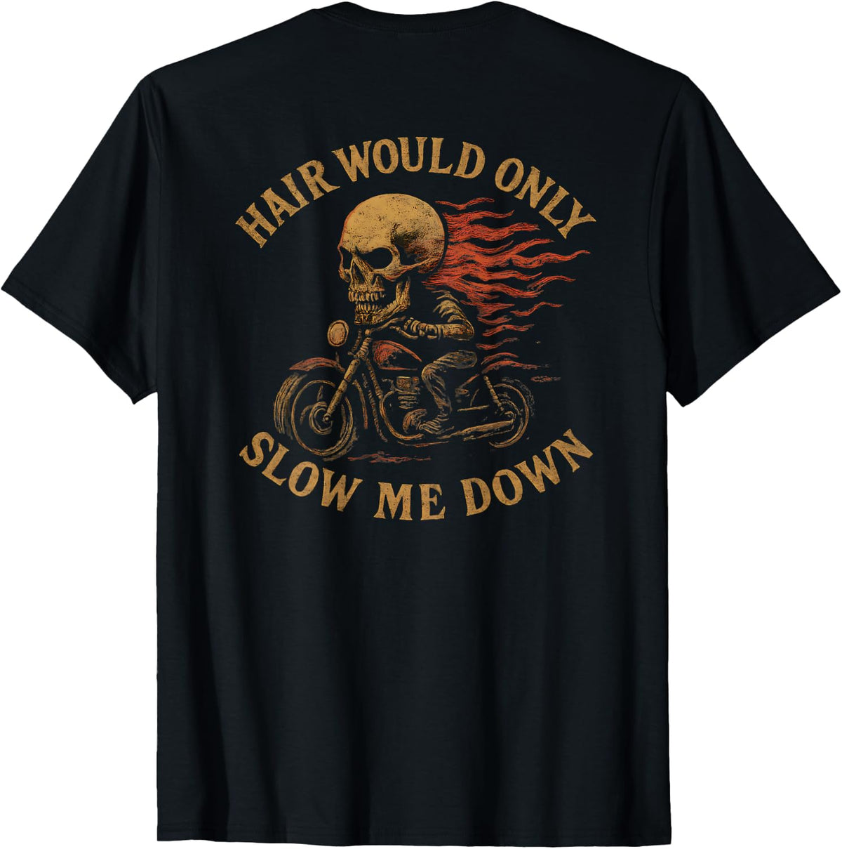Bald Biker Skull Motorcycle Rider Funny Graphic T-Shirt