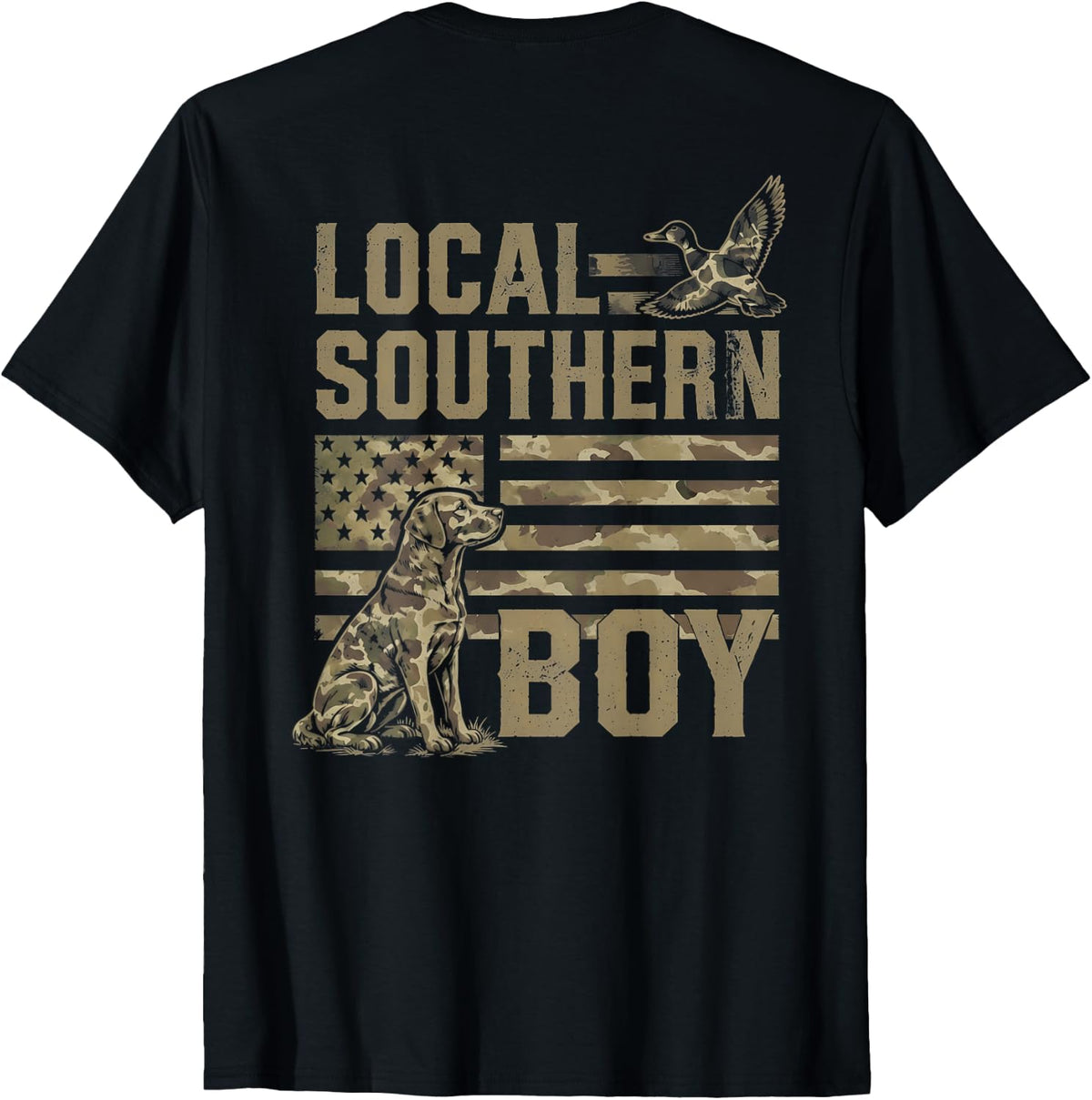 Youth Boy Local Camo Duck Hunting Camouflage (ON Back) T-Shirt