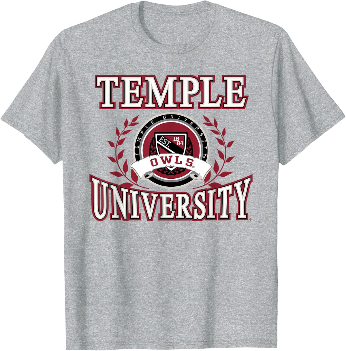Temple Owls Laurels Gray Officially Licensed T-Shirt