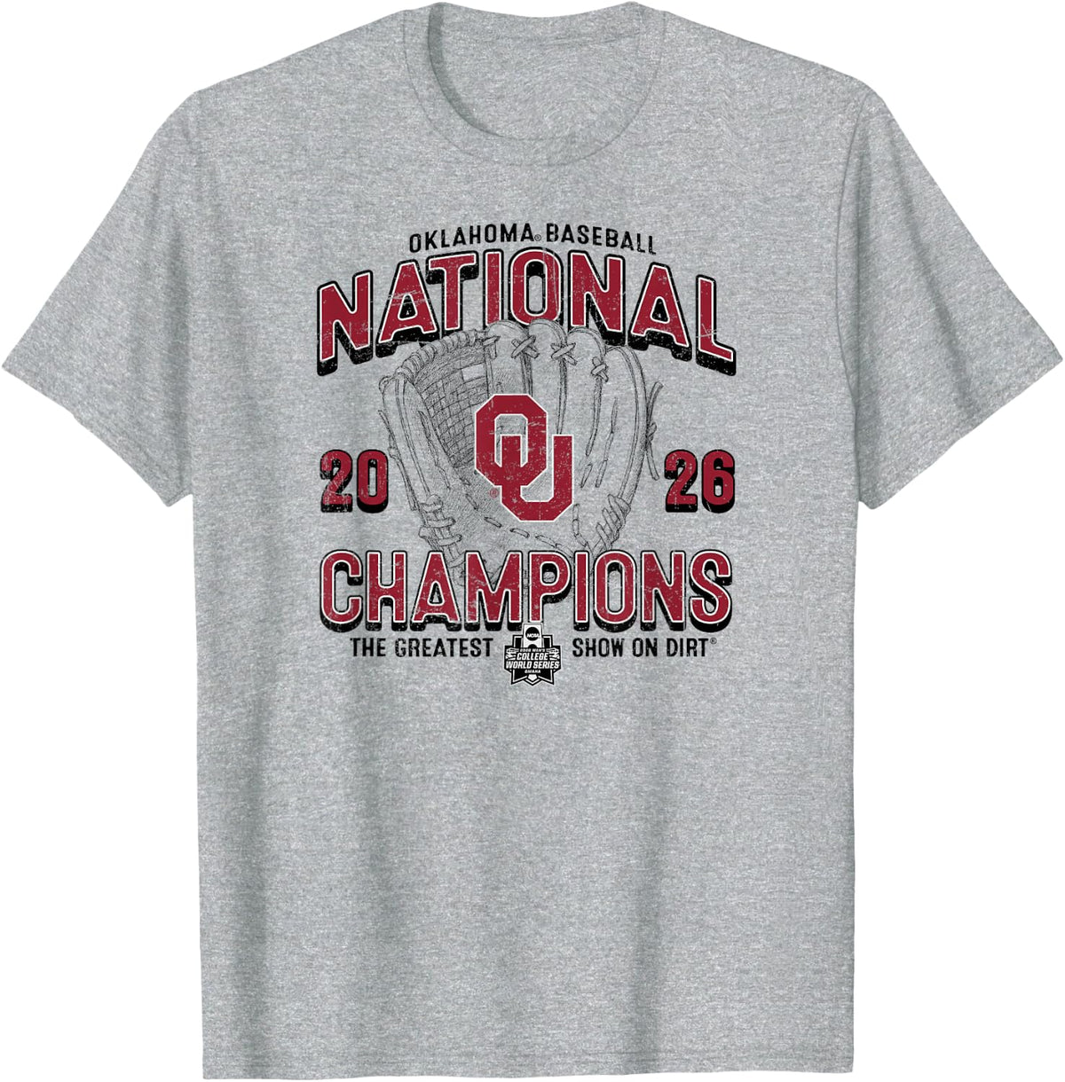 Oklahoma Sooners National Champs 2026 Baseball CWS Gray T-Shirt