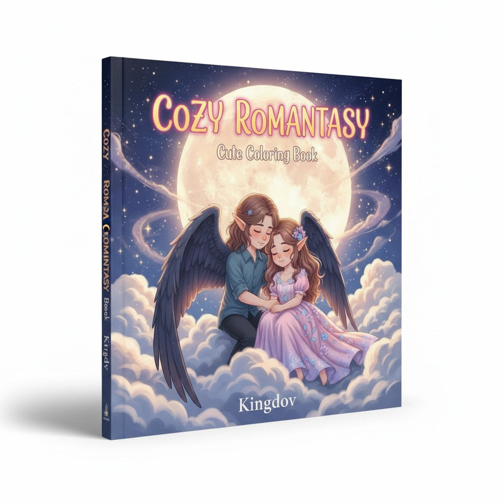 Cozy Romantasy Coloring Collection: Cute Fantasy Romance Scenes for Adults & Teens – Cozy Fantasy Worlds, Magical Love, and Stress-Free Relaxation (Cuzy Coloring Books Collection) by Kingdov -
