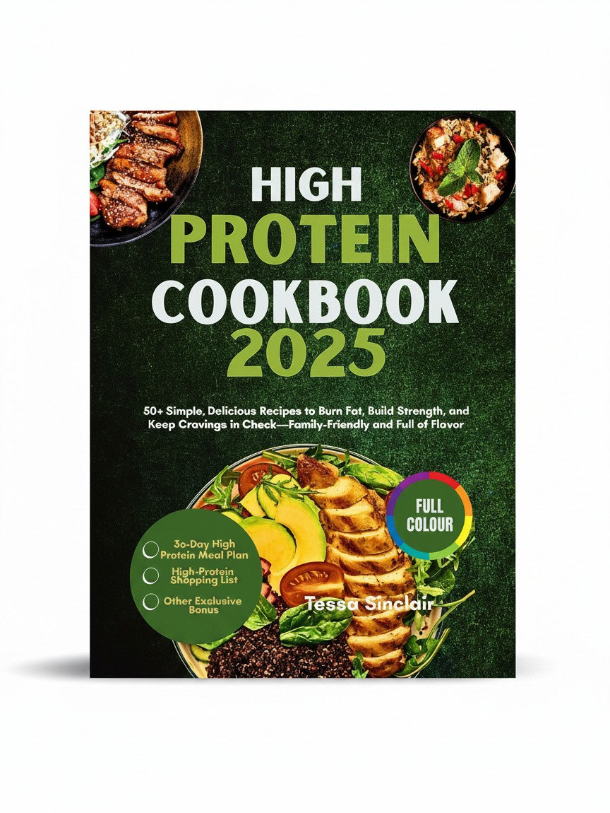 High Protein Cookbook 2025: 50+ Simple, Delicious Recipes to Burn Fat, Build Strength, and Keep Cravings in Check—Family-Friendly and Full of Flavor by Tessa Sinclair