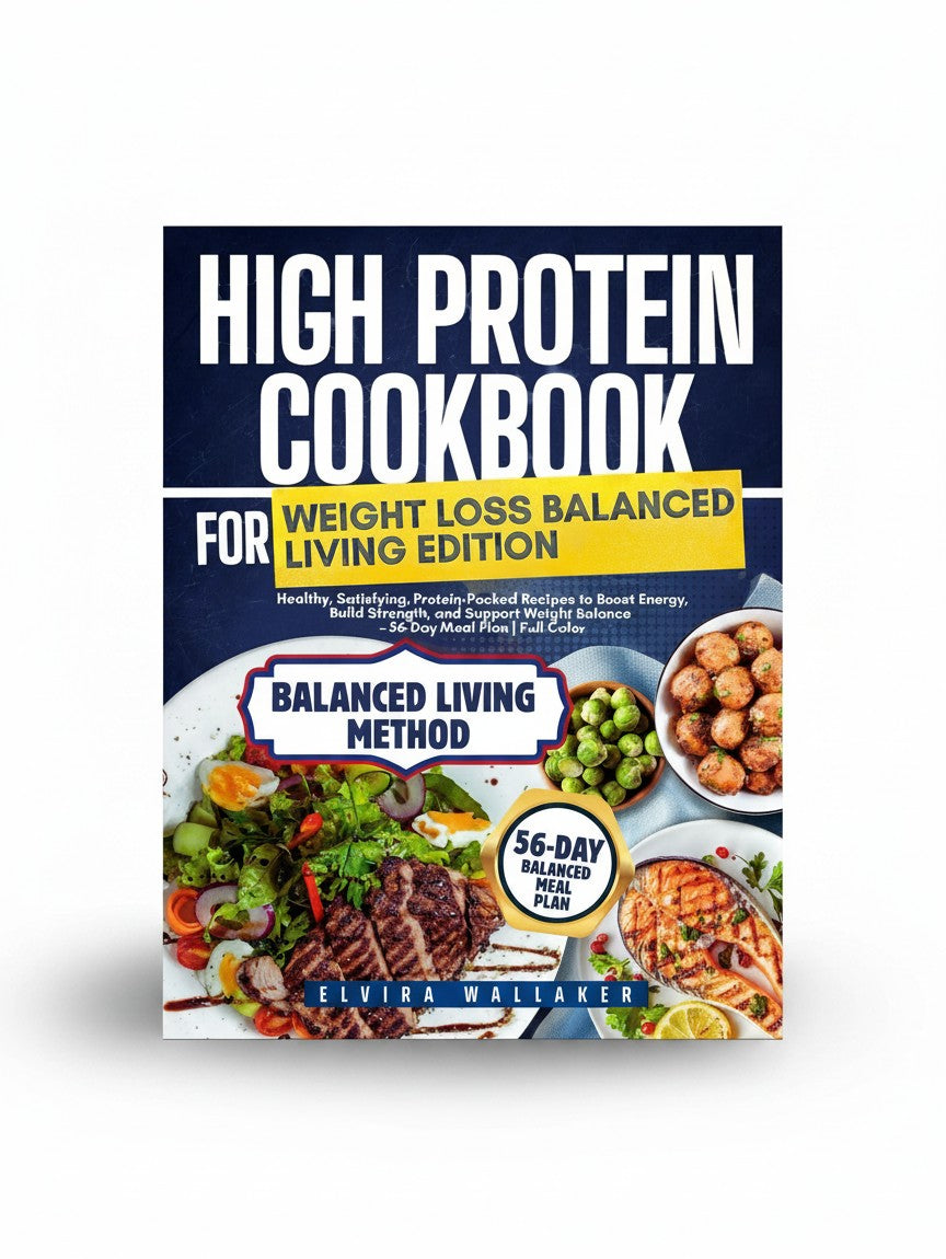 High Protein Cookbook for Weight Loss Balanced Living Edition: Healthy, Satisfying, Protein-Packed Recipes to Boost Energy, Build Strength, and Support Weight Balance – 56-Day Meal Plan | Full Color by Elvira Wallaker