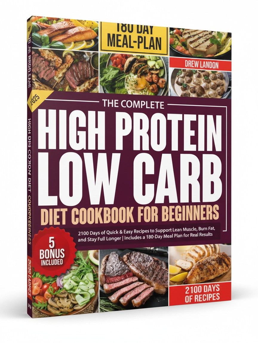 The Complete High-Protein Low-Carb Cookbook for Beginners: 2100 Days of Quick & Easy Recipes to Support Lean Muscle, Burn Fat, and Stay Full Longer | Includes a 180-Day Meal Plan for Real Results by Drew Landon