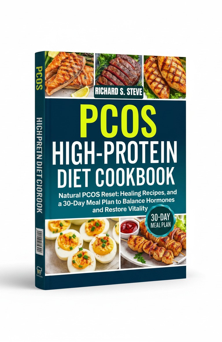PCOS HIGH-PROTEIN DIET COOKBOOK: Natural PCOS Reset: Healing Recipes, and a 30-Day Meal Plan to Balance Hormones and Restore Vitality by RICHARD S STEVE