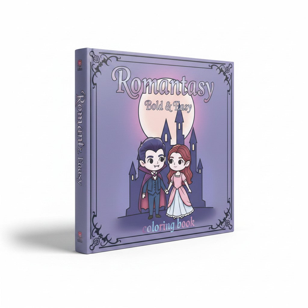 Romantasy: Bold & Easy: Cute Dark Fantasy Lovers Coloring Book for Adults (8.5 x 8.5, Bold Simple Line Art) by SketchGrove